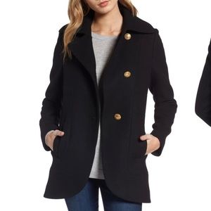 French Connection Back Belt Wool Blend PeaCoat